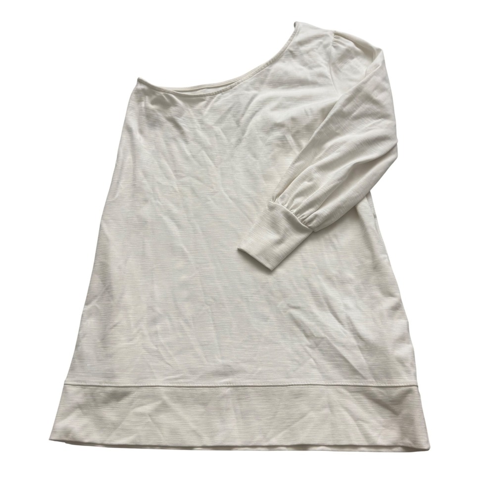 Free People Womens One Shoulder Puff Sleeve Tunic Blouse Cream Small